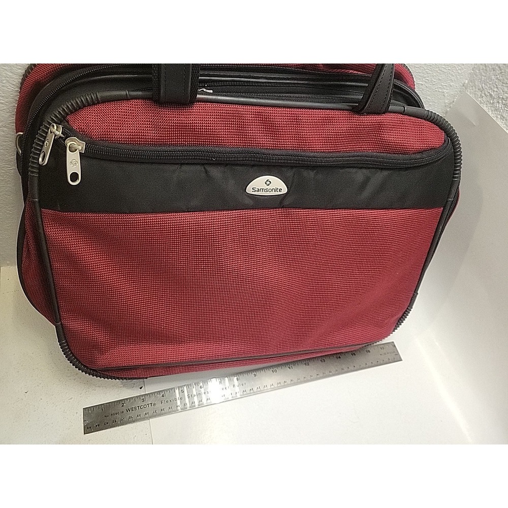 Samsonite Cordura Carry On Travel Bag Red Black Overnight Soft Side 18 x 12 x 8